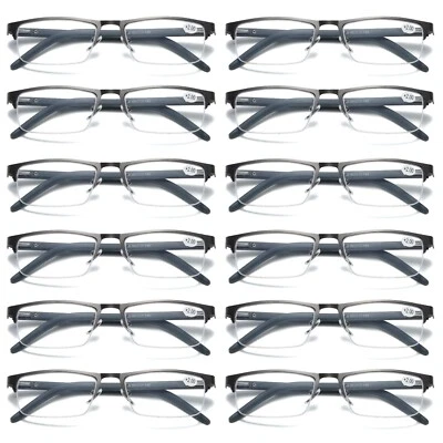 12 PK Mens Spring Hinge Half Frame Blue Light Blocking Reading Glasses Readers
