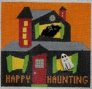 Hand-painted HALLOWEEN HAUNTED HOUSE Needlepoint Canvas mono 13.5 HA13