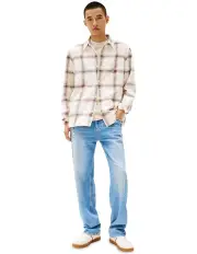 [Tommy Jeans] Textured Check Overshirt in White