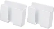 2Pcs Wall Mount Phone Holders Self Adhesive Remote Control Holders Wall Organizers for Phone Charging and Data Cable Storage No Drilling Required