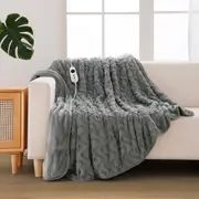 Dreamaker 500Gsm Faux Fur Heated Throw Silver 200 x 180cm