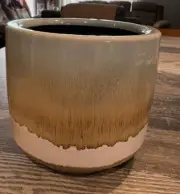 Brown White Drip Glaze Planter/Bowl Pottery NEW