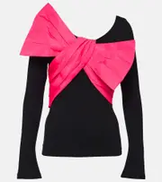 [Balmain] Balmain Bow-detailed jersey top UK 10 black