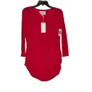 Turo By Vince Camuto Womens Top Size XS Red Guava Fruit Blouse Rayon Pullover