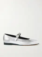 [Le Monde Béryl] Le Monde Béryl - Metallic Leather Mary Jane Flats - Silver - IT38.5 IT 38.5 Silver