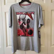 AND1 Men's Graphic Basketball Tee Baller Print Grey Heather 2XL