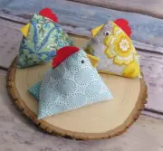 Chicken Pincushions, Novelty Fabric Pin Cushion, Ground Walnut Shell stuffing