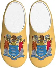 [EdWal] Flag of New Jersey print Winter Warm Slippers Indoor Anti-skid Plush Slippers Relaxing at Home for Women Men
