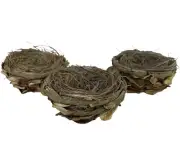 Vintage Paper Mache Wood Chip Bird Nest Shelf Decoration Easter Egg Holder 3 LOT