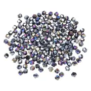 1000pcs 4mm Bicone Glass Crystal Beads, Faceted Beads Black AB