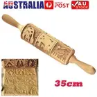 Christmas Wooden Embossing Rolling Pin Engraved Elk Baking Cookies Cake RollYA