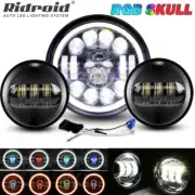 7" RGB LED Headlight Passing Lights For Harley Davidson Heritage Softail Classic
