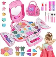 Kids Makeup Kit for Girl, Washable Pretend Makeup Sets Toys for Kids with Mirror, Princess Toys Cosmetic Set for Girls, Toddler Makeup Kit Christmas Birthday Gifts Toys for 3 4 5 6 7 8 Year Old Girls