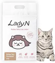 Lady N Pellet Tofu Cat Litter, Boba Tea Scent, Strong Clumping, Ultra Absorbent, Natural Food-Grade Ingredients, Dust-Free, Low Tracking, Enviro-Probiotic Odor Control, Water-Soluble (9lb)