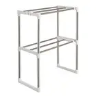 Premium Microwave Oven Storage Shelf Sturdy 2 Tier Kitchen Rack with Hooks