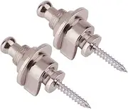 SWOOMEY 2pcs Guitar Strap Lock Nails Silver Slip Guitar Strap Lock Button for Bass Instruments No Modification Needed