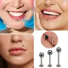 14G Hand Painted Flower Balls Flat Back Labret Stud - Sold Individually