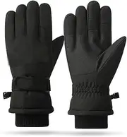 [generic] Ski Gloves, Ski Sports Gloves, Women Waterproof Ski Gloves Anti-Slip Wear, Touch Screen, Outdoor Sports Gloves for Skiing Running and Cycling Black