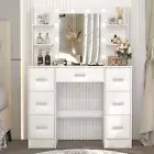 White Dressing Table Makeup Desk Vanity Set with Large LED Mirror 7 Drawers AU