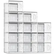 12 Pack Large Stackable Shoe Boxes Foldable Closet Storage Bins for Sneakers