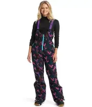 Roxy X Rowley PrimaLoft Insulated Bib Pant, True Black Darkreds Floral, Large