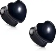 [Stuppendux] 1Pair Heart Shaped Stone Ear Gauges Body Piercing Plugs Piercing Jewelry for Women and Men 2G-5/8 6-16mm