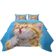 Funny Cat Art Paintings Yawning Ginger Kitten Coverlet