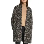 Basler BLACK MULTI Wool Blend Animal Print Coat, US 8