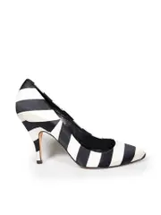 Striped Print Satin Pumps