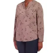 Hilary Radley Women’s Pink Violet Floral blouse shirt Medium