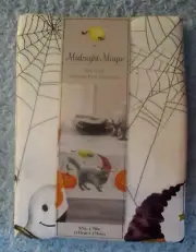 Benson Mills Halloween MIDNIGHT MAGIC Fabric Tablecloth 52"x70" Cat Bats Web NIP