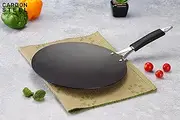Super Smooth Pre Seasoned Carbon Steel (Iron) Concave Tawa for Roti, Chapati, Paratha, Chila |Naturally Nonstick |22.5cm, Gas & Induction-Friendly, Black
