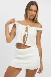 White Tie Front Top Sleeveless Textured - Size 6XXS, Women's Jacket