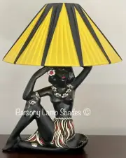 LARGE PLASTIC RIBBON "COOLIE" YELLOW with BLACK LAMPSHADE for BARSONY LADY LAMP