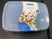 4 Plastic Snack Box Square Container Airtight lid Large to Small Microwave Safe