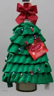 St Nicholas Square LED Christmas Tree Wine Bottle Cover NWT