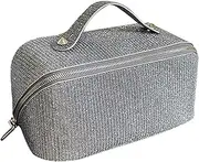[koolsoo] Makeup Bag Cosmetic Pouch Make up Organizer Case Open Flat Toiletry Pouch for Hair Accessories