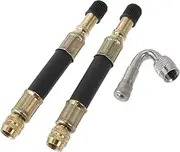 X AUTOHAUX 1 Set 45 Degrees Copper Tire Valve Extension with Flexible Plastic 100mm Tyre Valve Stem Extender for Car Motorcycle RV Truck Bike