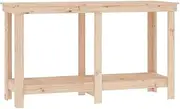 vidaXL Solid Wood Pine Workbench - Brown Natural Workstation with Tool Shelf, Untreated Pine, Ideal for Garages, Workshop, 140x50x80 cm