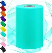 Swpeet 6 Inch by 100 Yards Blue Tulle Fabric Roll, Fabric Spool Tulle Ribbon, Netting Polyester Spool Ideal for DIY Handmade Birthday Party Wedding Decorations Christmas Craft Supplies