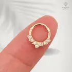 Diamond Septum Nose Ring in 14K Gold, Diamond Clicker Daith Piercing