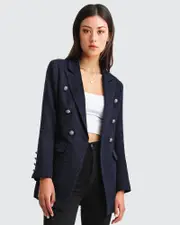 [Belle & Bloom] Princess Polina Textured Weave Blazer - Navy