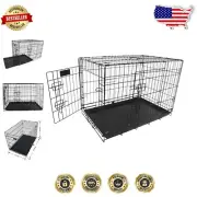 30-Inch Collapsible Dog Crate with Heavy-Duty Metal and Convenient Double Doors