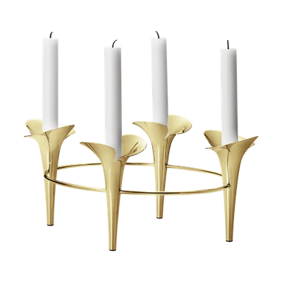 New in Box - Georg Jensen BLOOM Taper Gold Candleholder