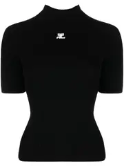 [Courreges] Courreges-Maglia Reedition A Maniche Corte In Maglia A Coste-Donna S