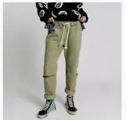 Free People One Teaspoon Khaki Haze SHABBIES Drawstring BOYFRIEND Jeans NEW S