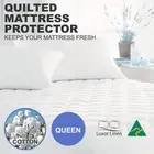 Aus Made 100% Cotton Cover Quilted Mattress Protector Topper Underlay-QUEEN