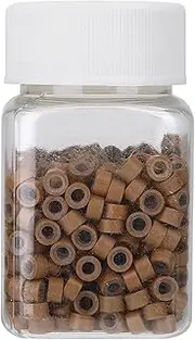 500PCS Hair Extentions Micro Rings Links Beads, Hair Tinsel Beads Silicone Beads, Hair Extension Tubes Microrings, Hair Braiding Decorations, for Hair Extensions(Light Brown)