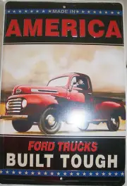 Built Ford Tough Man Cave Shop Parking Sign License truck super logo Made in USA