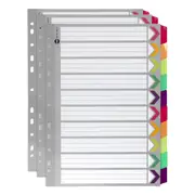 3x Marbig 10-Tab Fluoro A4 File Ring Binder Plastic Divider Index/Page Organiser